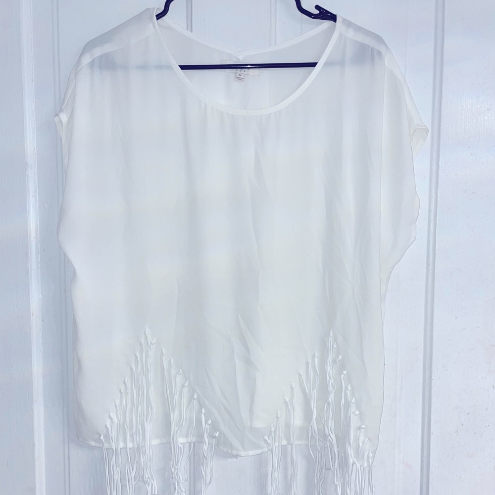 White fringe top